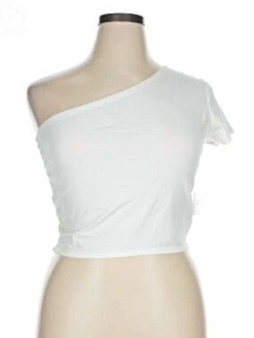 aerie Asymmetric One-Shoulder White Crop Top M